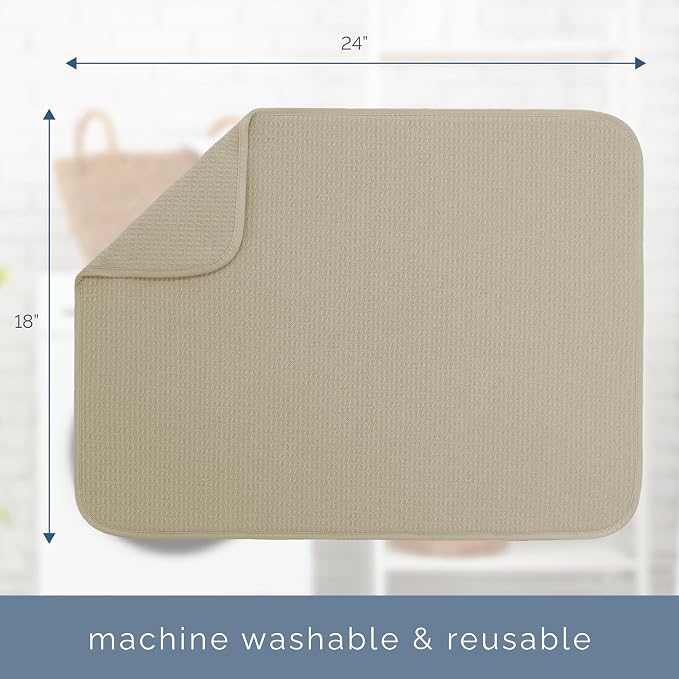 S&T INC. Dish Drying Mat XL, 18” x 24”, Absorbent Microfiber Kitchen Counter Mat - Image 6