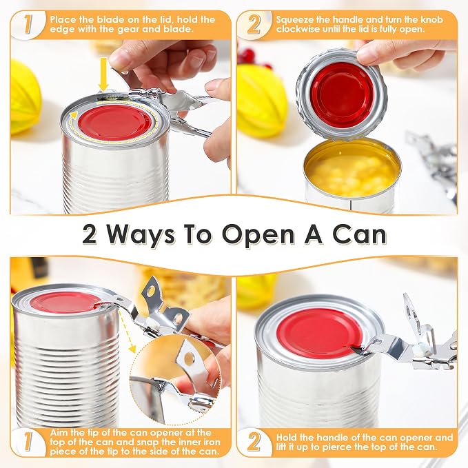 2 Pack Can Opener Manual, Safety Commercial Smooth Edge Can Opener, Heavy Duty - Image 4