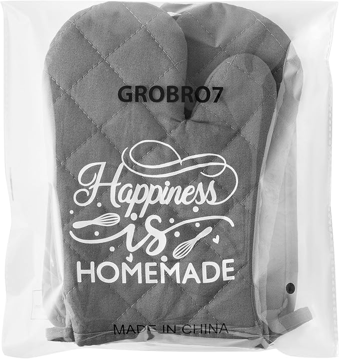 GROBRO7 6Pcs Cotton Oven Mitts and Pot Holders Set Happiness is Homemade Heat - Image 7
