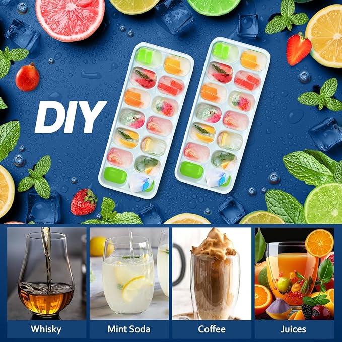 56pcs Ice Cube Tray with Lid and Bin – Stackable 4 Trays Plastic Silicone - Image 7