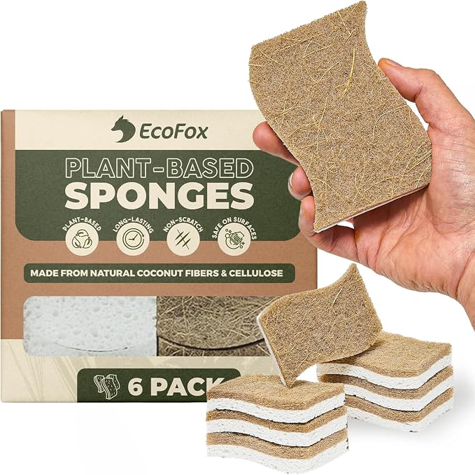 Plant-Based Kitchen Sponges | USDA Biobased Certified | FSC & PETA Approved | by EcoFox
