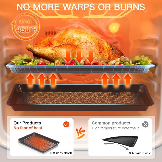 HONGBAKE Nonstick Baking Sheet Pan Set of 3, Cookie Sheets - Image 5