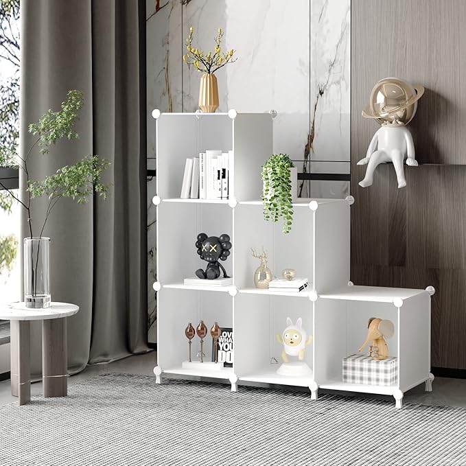 AWTATOS Cube Storage Organizer, Storage Cubes Shelves Bookshelf, 6 Cube Closet - Image 2