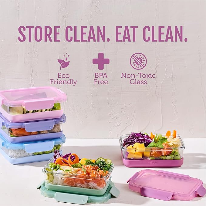 Ello Duraglass Refresh 3.4 Cup Meal Prep Sets 10Pc, 5 Pack Set- Glass Food - Image 2
