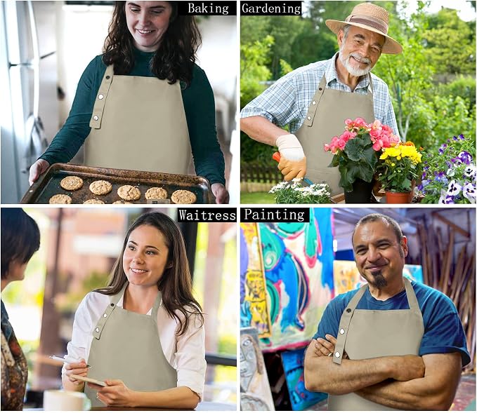 Yuubin Extra Large Aprons for Men Adjustable Button Apron - Image 5