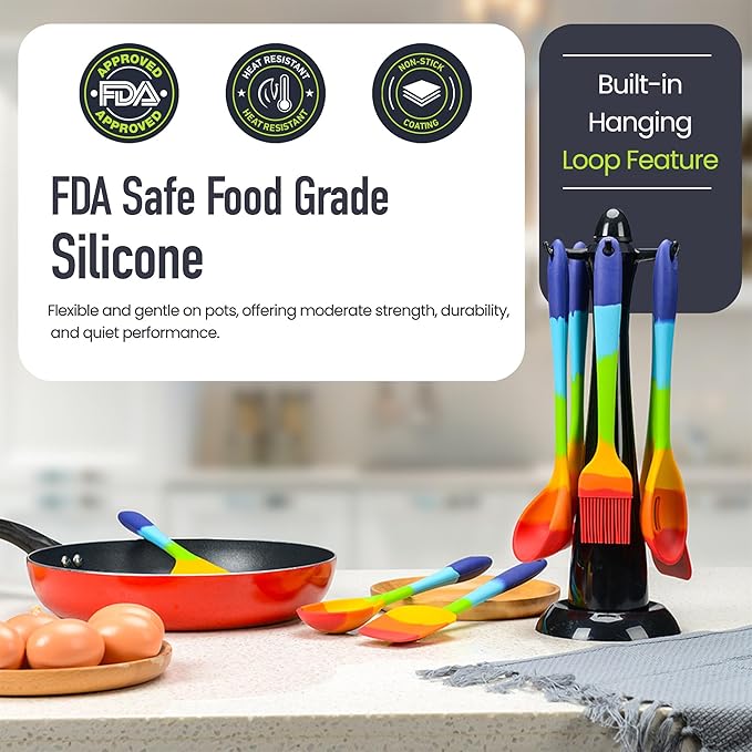 11-Piece Rainbow Silicone Spatula Bundle - Image 6