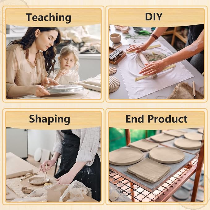 Sasylvia 10 Pcs Pottery Rolling Pin Guides Wood Teaching Rolling Mud Stick - Image 5