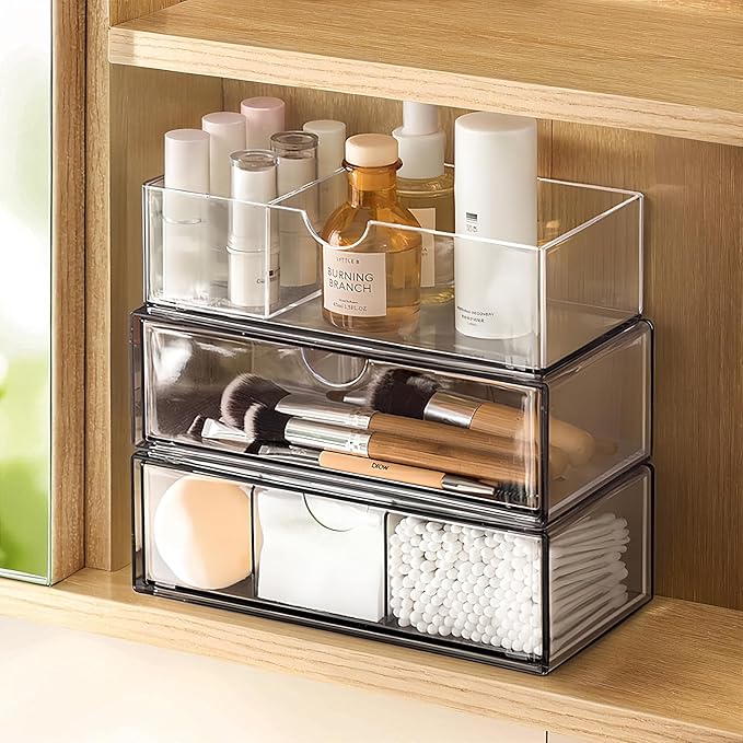 PAVSTINE Medicine Cabinet Organizer 3 Pack, Plastic Stackable Storage by PAVSTINE