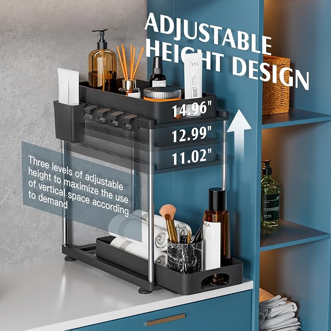 VERIFOST 2 Pack Under Sink Organizer, 2 Tier Under Sink Organizers and Storage - Image 4