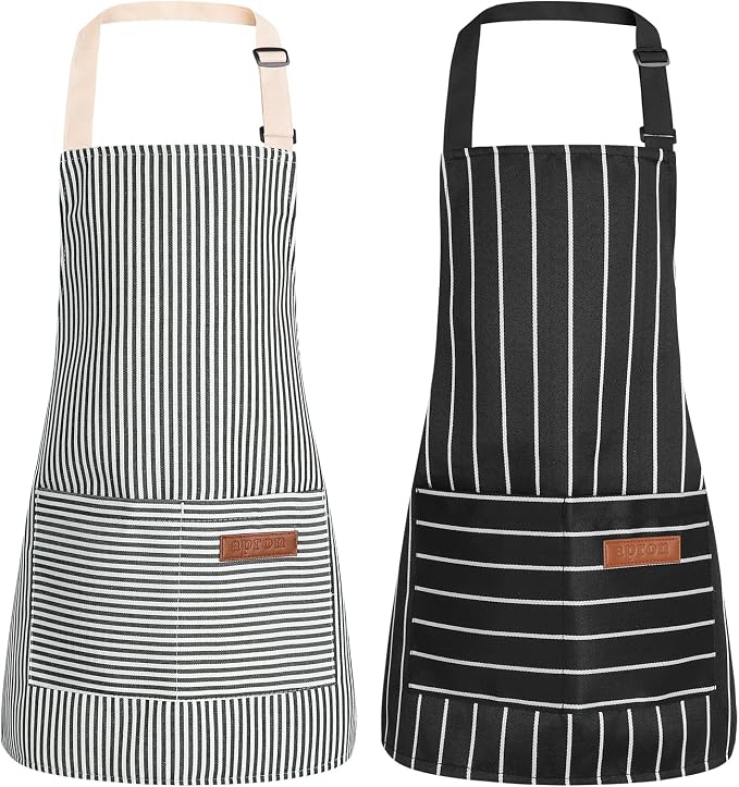 2 Pack Stripes Kids Apron, Kids Cooking Aprons by XLSXEXCL
