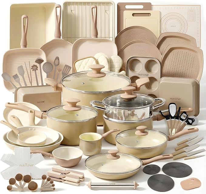 NutriChef 75-Piece Non-Stick Pots and Pans Set, Complete Ceramic Cookware Set by NutriChef%E2%84%A2Kitchen