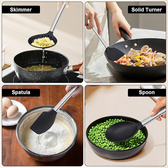 Silicone Cooking Utensils Set, Vayvnt 8 PCS Kitchen Utensils Set - Image 7