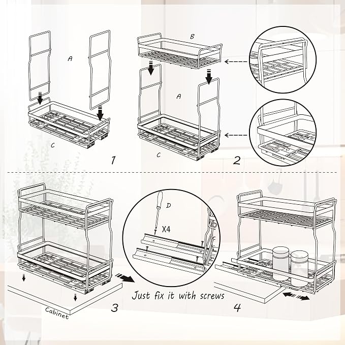 Pull Out Spice Rack Organizer for Inside Kitchen Cabinets, Heavy Duty Slide Out - Image 7
