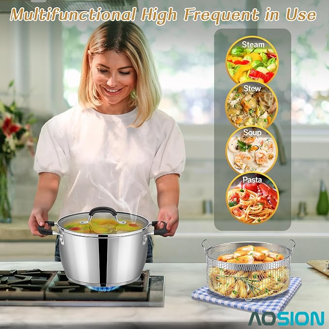 AOSION 6 Quart Stainless Steel Stockpot - Image 4
