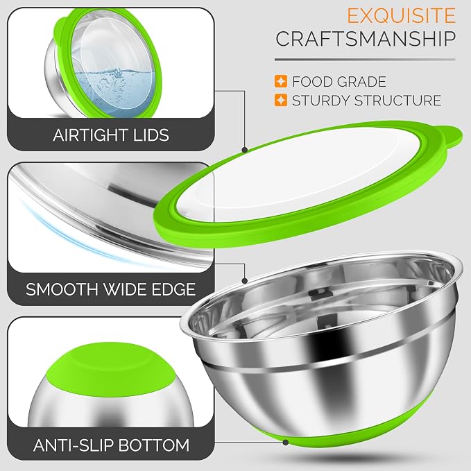 HaWare Mixing Bowls, 24-Piece Stainless Steel Salad Serving Bowl - Image 5