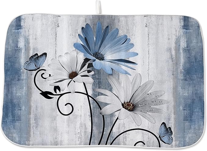 Floral Dish Drying Mat 18x24 Inches by OFIRD