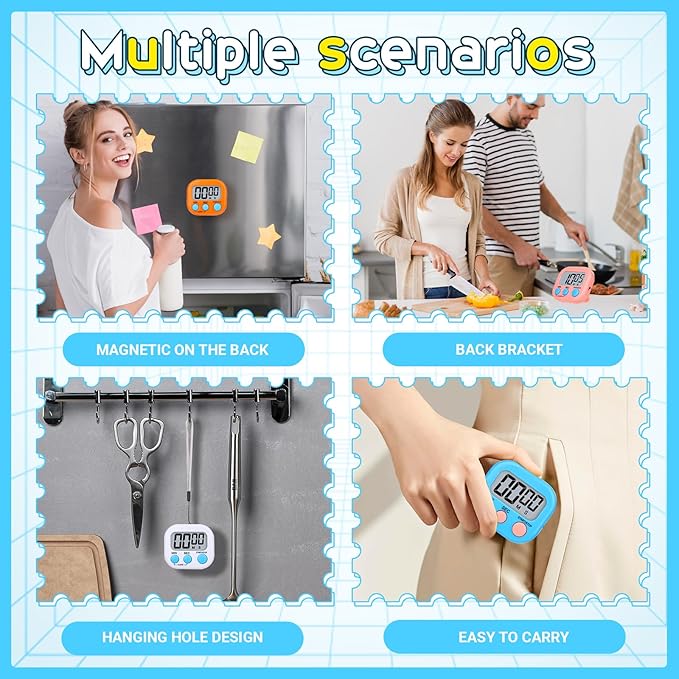 Mwellewm Digital Timers for Classroom Kitchen Timers for Cooking Small Magnetic - Image 4