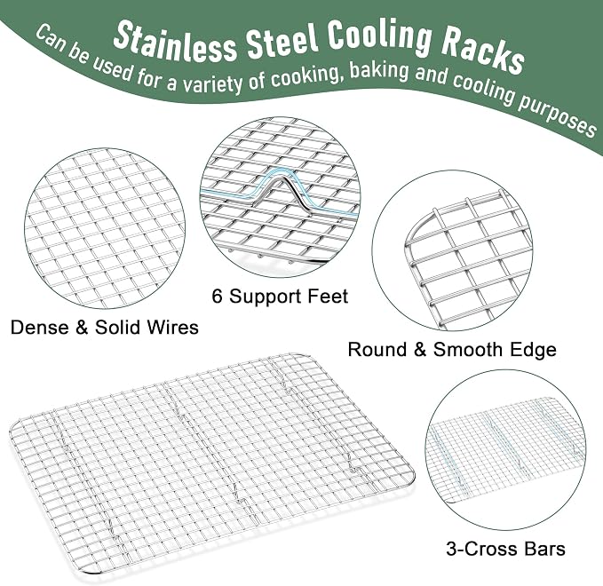 Homikit Baking Sheet with Wire Rack Set, Nonstick Jelly Roll Pan Baking Tray - Image 4