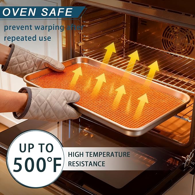 6 Pack Half Size Baking Sheet Pan Set, Aluminum Commercial Quality Cookie Sheet - Image 2