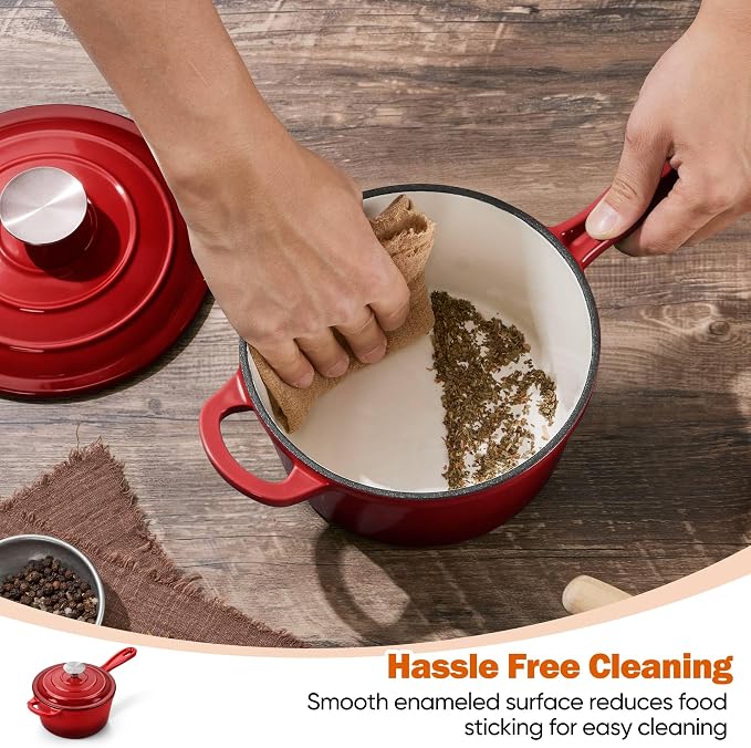 Homikit 1 Quart Saucepan with Lid, Small Enameled Cast Iron Sauce Pan, Enamel - Image 8