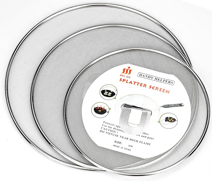 3 Pack Splatter Screen for Frying Pan 13" 11.5" 9.8" Stainless Steel Grease - Image 7