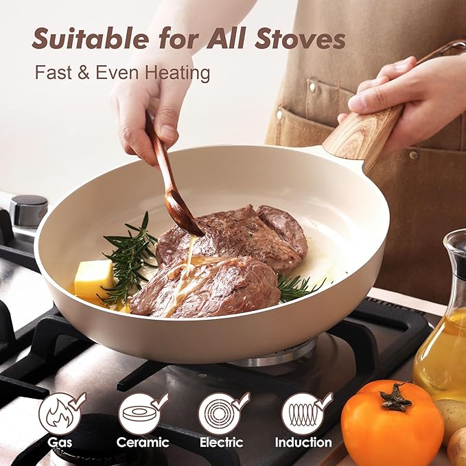 SENSARTE Ceramic Nonstick Frying Pan Small Skillet 8Inch Non Stick Omelette Pans - Image 3
