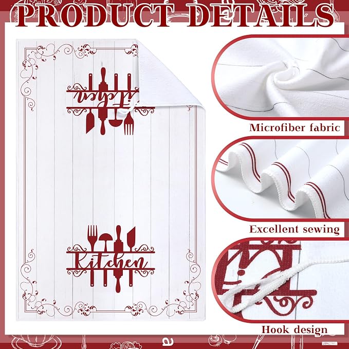 Bencailor 12 Pcs Farmhouse Kitchen Decor and Accessories Sets 4 Red Kitchen - Image 4