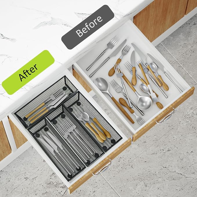 Neudeco Silverware Organizer, Mesh Drawer Organizer - Image 6