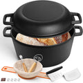 E-far 5QT Dutch Oven for Bread Baking, 2-IN-1 Cast Iron Pot by E-far