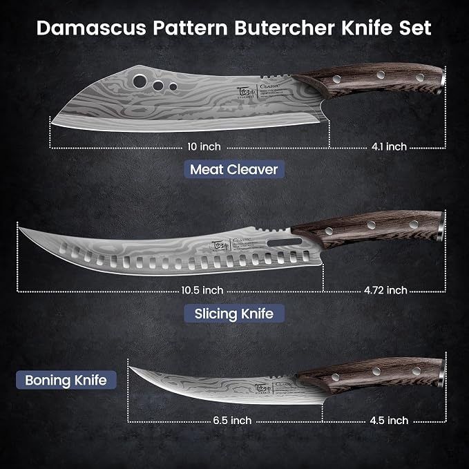 SYOKAMI Butcher Knife Set, Meat Cleaver Chef Knife Set, Japanese Style High - Image 7