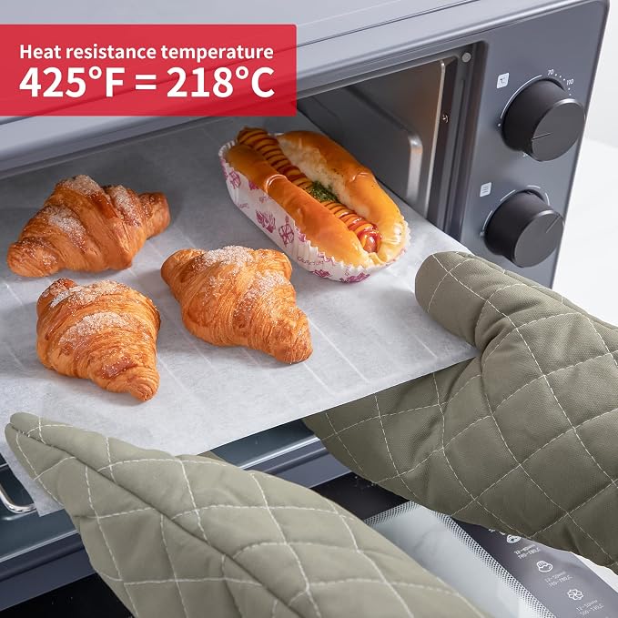 ARCLIBER Oven Mitts Heat Fire Resistant Oven Mitts 425 ° F, Quilted Terry Cloth - Image 4