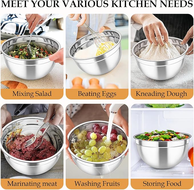 TeamFar Mixing Bowls, Stainless Steel Nesting Salad Bowls - Image 7