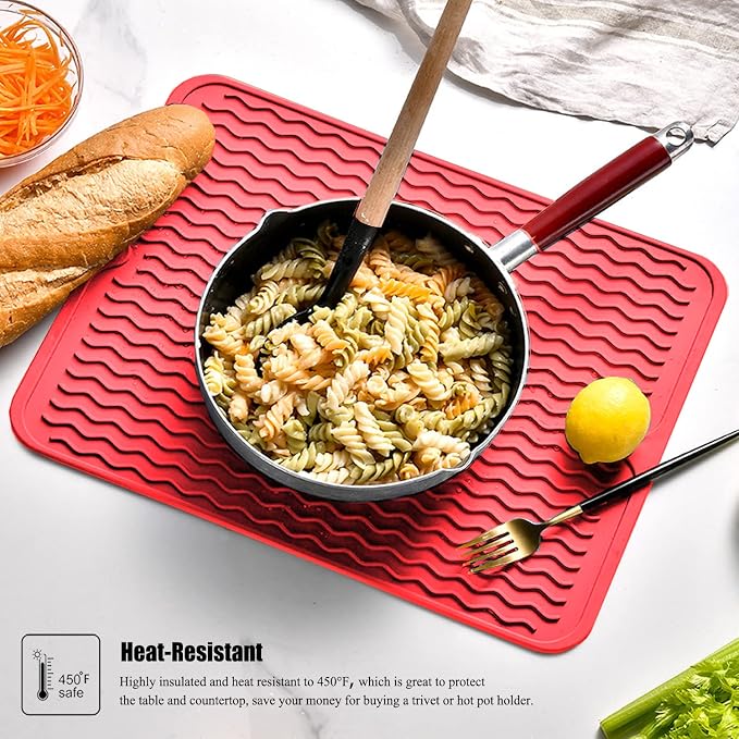 Silicone Dish Drying Mat, Non-Slip Easy Clean Sink Mat Large Heat-resistant - Image 6