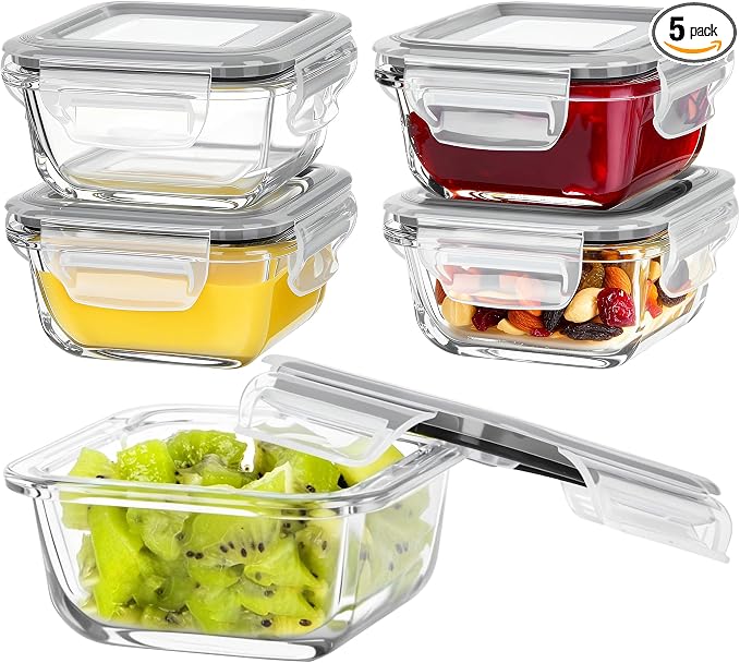 Vtopmart 5Pack 5oz Small Glass Storage Containers by Vtopmart