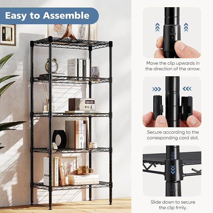 DUMOS 5-Tier Metal Wire Storage Shelves, Adjustable Standing Storage Rack Shelf - Image 5