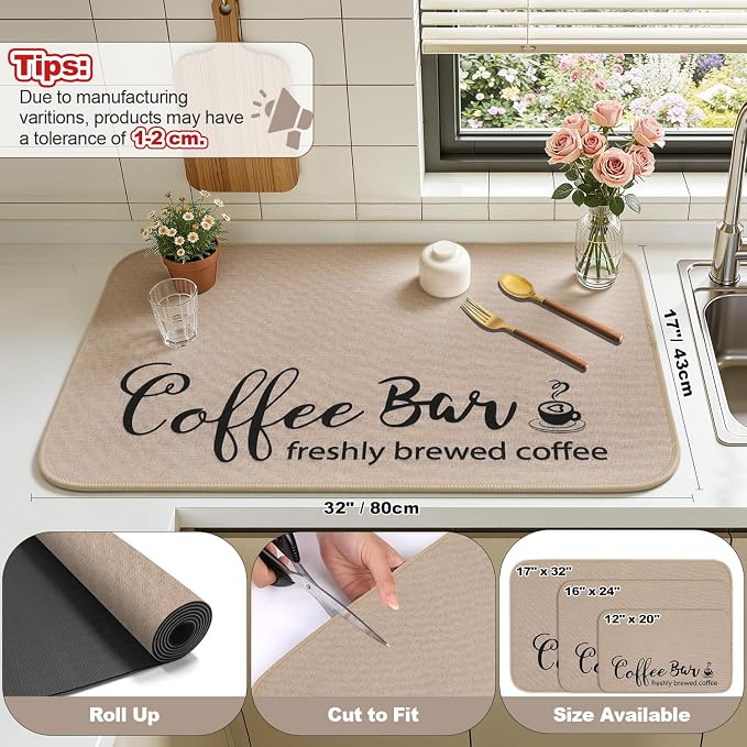Findosom Dish Drying Mat, Cuttable Drying Mat - Image 2