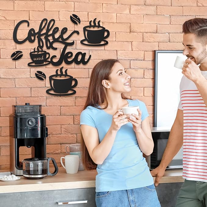 Ferraycle Rustic Metal Coffee Bar Signs Hanging Wall Decor - Image 6