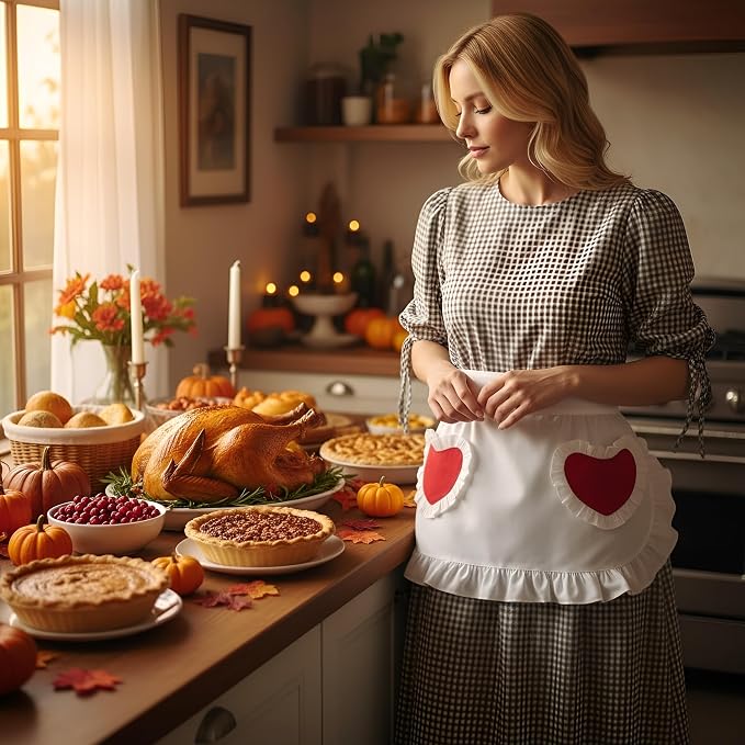 CRB Fashion Waist Apron Kitchen Cooking Restaurant Cotton Bistro Half Aprons - Image 6