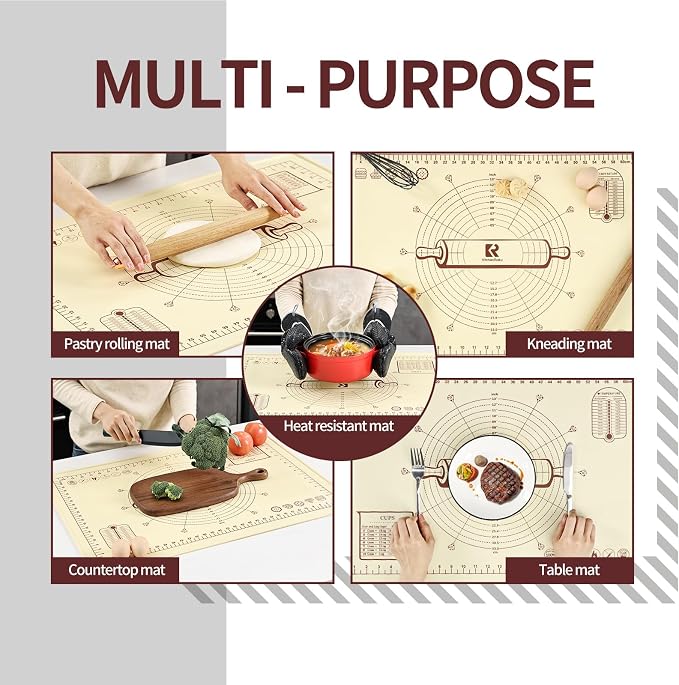 Silicone Baking Mat, Extra Thick Dough Rolling Pad - Image 6