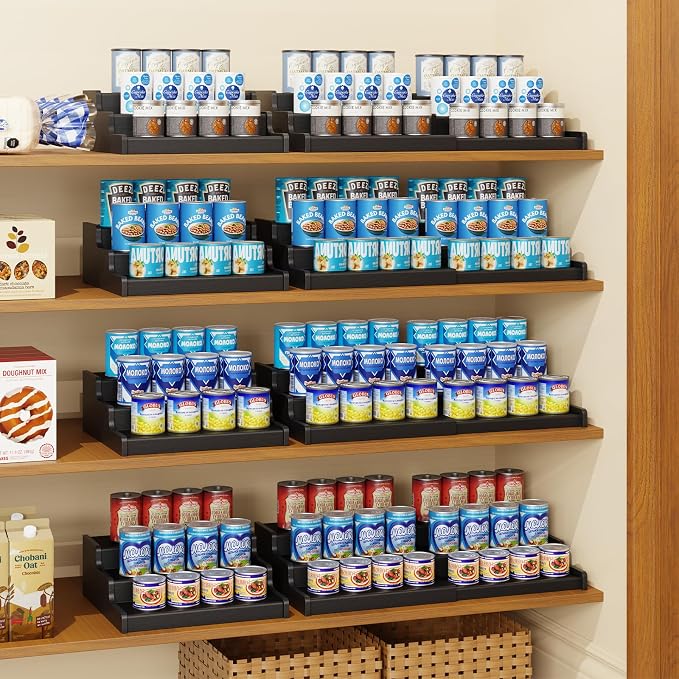Expandable Bamboo Can Rack Organizer, 3-Tier Adjustable Pantry Storage - Image 2