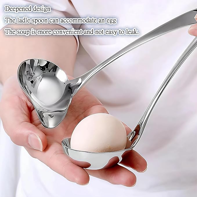 Comicfs 2 Pack Gravy Ladle, 18/10 Stainless Steel Soup Ladle, Small Soup Spoon - Image 5
