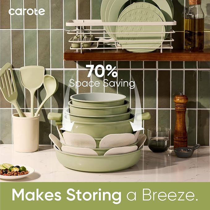 CAROTE 27pcs Ceramic Cookware Set Nonstick, Pots and Pans Set Non Stick - Image 4