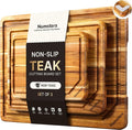 3 Pack Teak Wood Cutting Board Set Non Slip Over Sink Charcuterie Board Serving by Unknown
