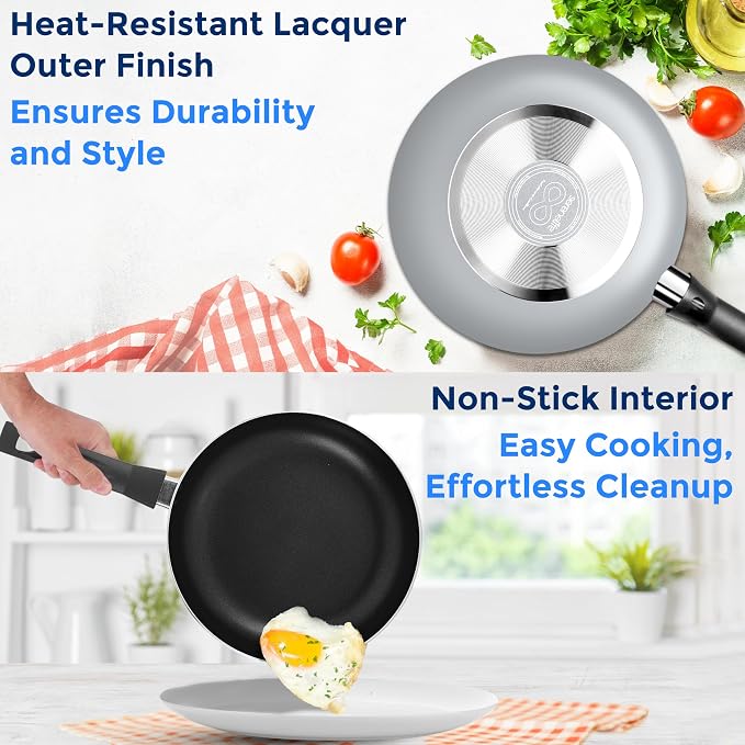 SereneLife Kitchenware Pots & Pans, Basic Kitchen Cookware Set, Heat Resistant - Image 4