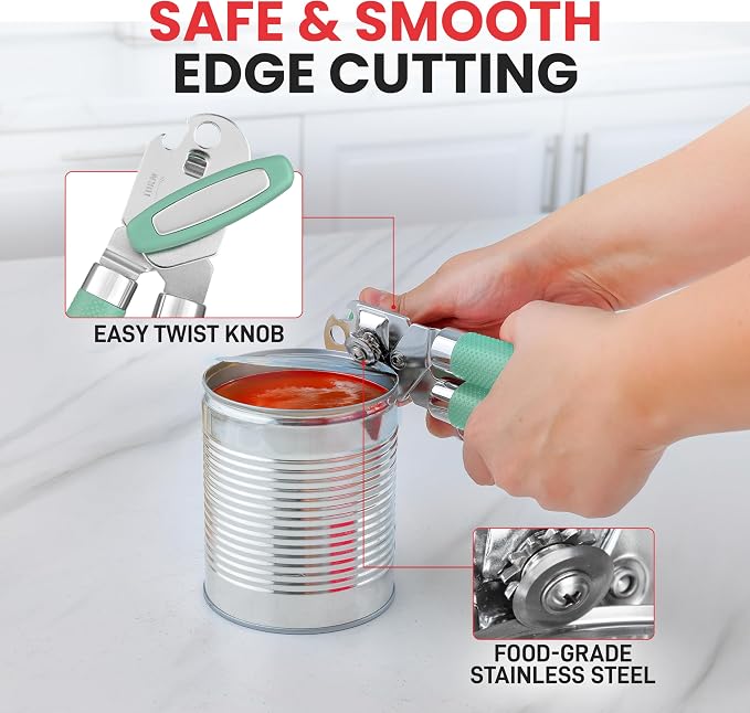 Zulay Kitchen Heavy Duty Stainless Steel Can Opener – Manual Can & Bottle Opener - Image 3