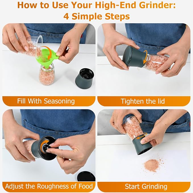 R DRURLCD Stone Blue Salt and Pepper Grinder Set of 2 - Image 4
