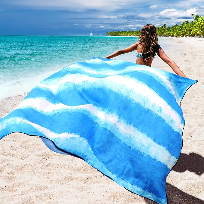 WIWIGO Beach Blanket Waterproof Sandproof Beach Mat 79" X 83"/10'x9'for 2-8 - Image 3