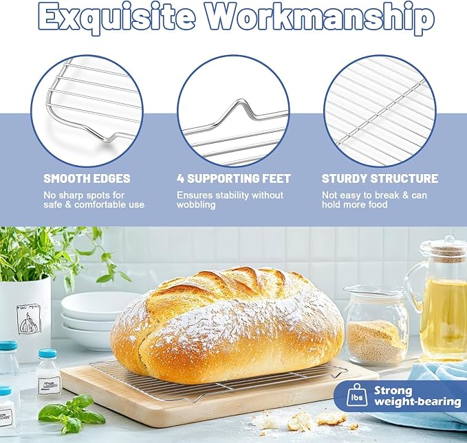 TeamFar Cooling Rack, 16.6” x 11.45” Stainless Steel Wire Baking Rack - Image 3