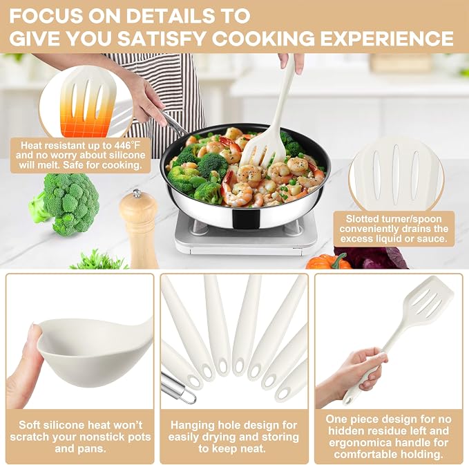 TeamFar 8 PCS Silicone Cooking Utensils - Image 3