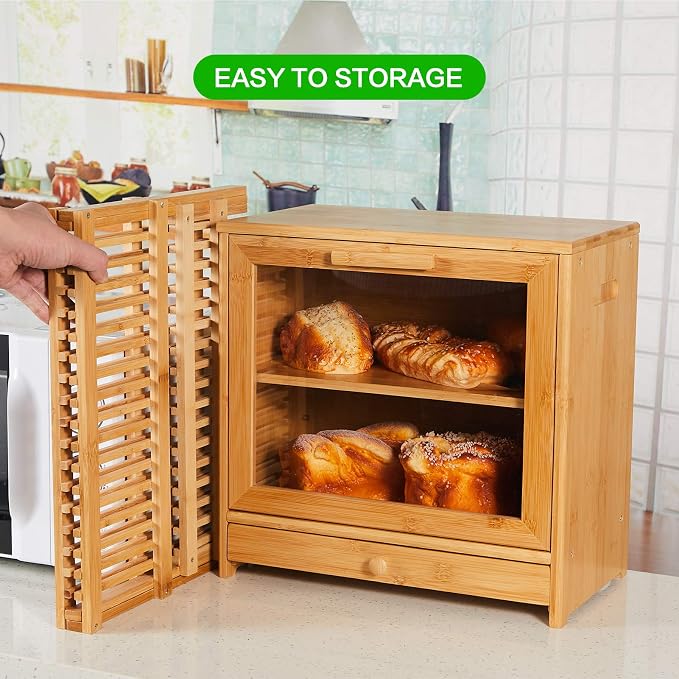 NOVAYEAH Bamboo Dish Drying Rack-2 Tier, Collapsible Small Dish Rack - Image 6